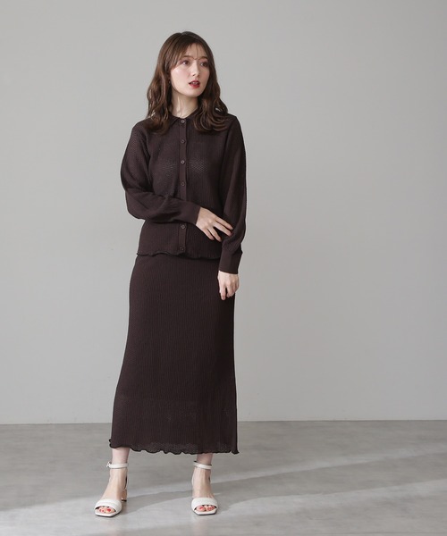 N.（N. Natural Beauty Basic）（エヌエヌナチュラルビューティーベーシック）の「《n.'look》◆透かし柄ポロ襟シャツニット（ニット/セーター・レディース・ブラウン/レッド/ブルーグレー・MEDIUM）」の19枚目の写真