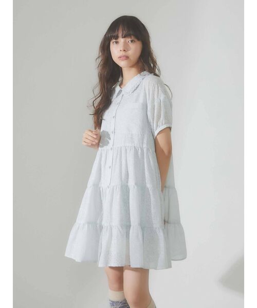 merry jenny（メリージェニー）の「flowerコットンティアードミニワンピース（ワンピース・レディース・ライトブルー/ブラック/オフホワイト・FREE）」の3枚目の写真