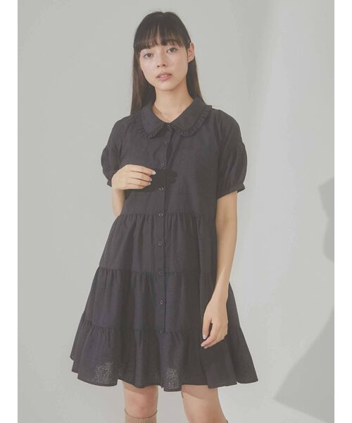 merry jenny（メリージェニー）の「flowerコットンティアードミニワンピース（ワンピース・レディース・ライトブルー/ブラック/オフホワイト・FREE）」の2枚目の写真