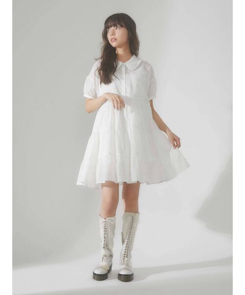 merry jenny（メリージェニー）の「flowerコットンティアードミニワンピース（ワンピース・レディース・ライトブルー/ブラック/オフホワイト・FREE）」の13枚目の写真