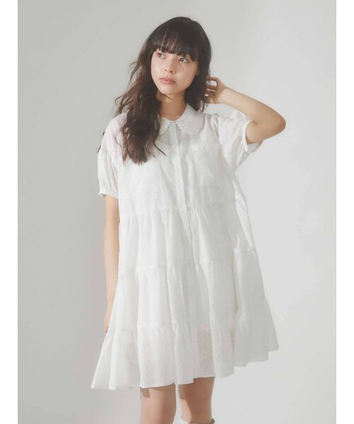 merry jenny（メリージェニー）の「flowerコットンティアードミニワンピース（ワンピース・レディース・ライトブルー/ブラック/オフホワイト・FREE）」の14枚目の写真