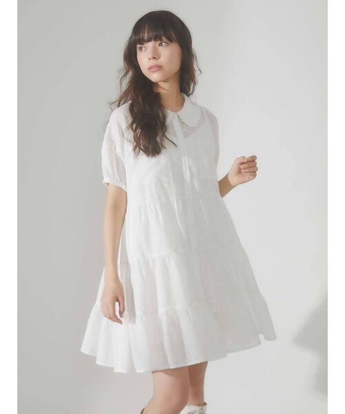 merry jenny（メリージェニー）の「flowerコットンティアードミニワンピース（ワンピース・レディース・ライトブルー/ブラック/オフホワイト・FREE）」の8枚目の写真