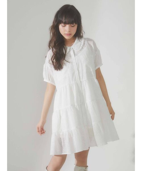 merry jenny（メリージェニー）の「flowerコットンティアードミニワンピース（ワンピース・レディース・ライトブルー/ブラック/オフホワイト・FREE）」の6枚目の写真