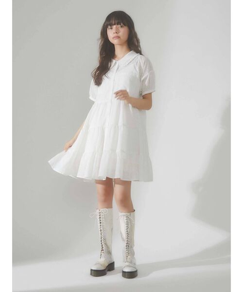 merry jenny（メリージェニー）の「flowerコットンティアードミニワンピース（ワンピース・レディース・ライトブルー/ブラック/オフホワイト・FREE）」の11枚目の写真