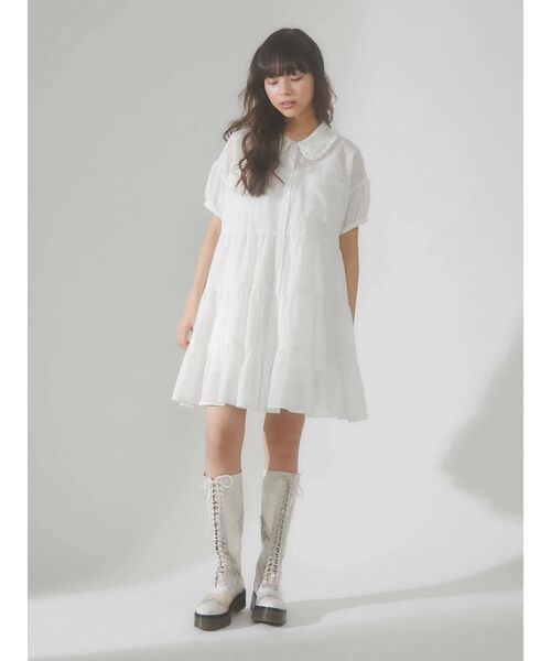 merry jenny（メリージェニー）の「flowerコットンティアードミニワンピース（ワンピース・レディース・ライトブルー/ブラック/オフホワイト・FREE）」の9枚目の写真