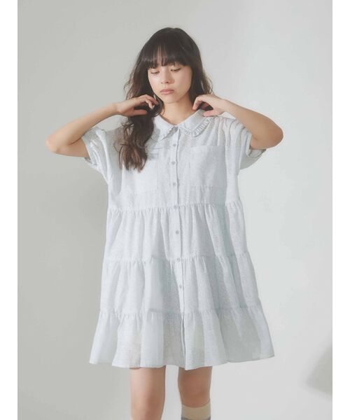 merry jenny（メリージェニー）の「flowerコットンティアードミニワンピース（ワンピース・レディース・ライトブルー/ブラック/オフホワイト・FREE）」の5枚目の写真