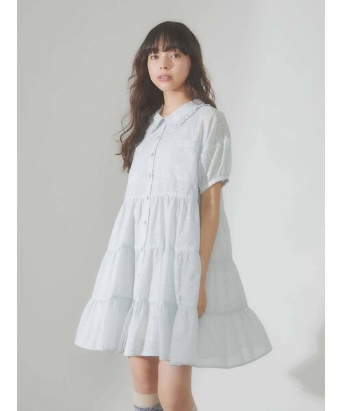 merry jenny（メリージェニー）の「flowerコットンティアードミニワンピース（ワンピース・レディース・ライトブルー/ブラック/オフホワイト・FREE）」の15枚目の写真