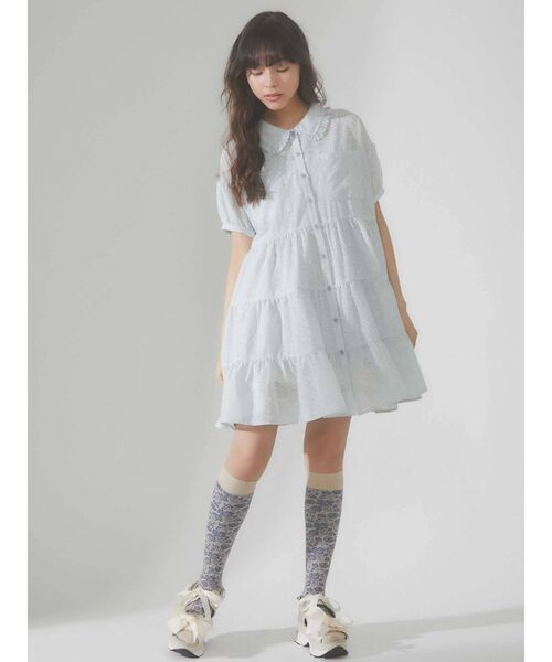 merry jenny（メリージェニー）の「flowerコットンティアードミニワンピース（ワンピース・レディース・ライトブルー/ブラック/オフホワイト・FREE）」の17枚目の写真