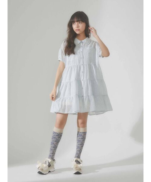 merry jenny（メリージェニー）の「flowerコットンティアードミニワンピース（ワンピース・レディース・ライトブルー/ブラック/オフホワイト・FREE）」の18枚目の写真