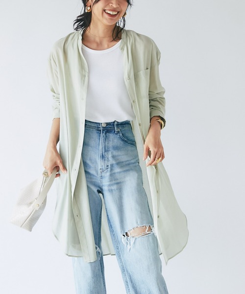 RIVE DROITE(リヴドロワ)の「ソフトボイルチュニックシャツ(シャツ/ブラウス・レディース・ベージュ/イエロー/ミント/ブラック・FREE)」の3枚目の写真