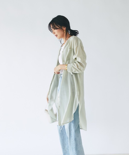 RIVE DROITE(リヴドロワ)の「ソフトボイルチュニックシャツ(シャツ/ブラウス・レディース・ベージュ/イエロー/ミント/ブラック・FREE)」の8枚目の写真