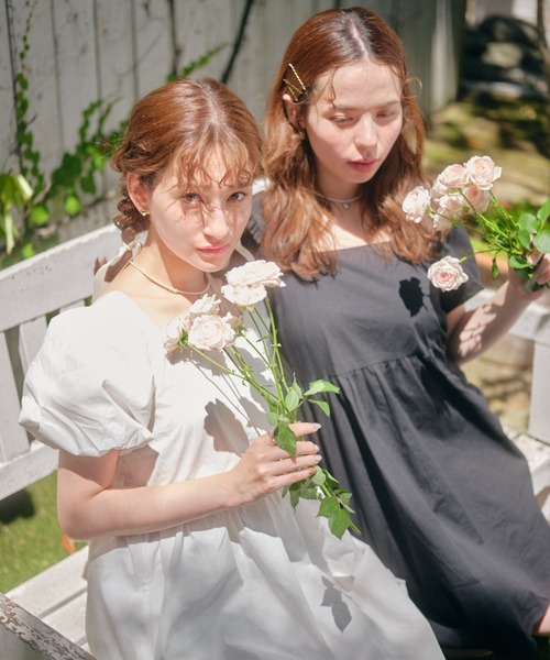 Loueme（ルエム）の「ハイウエストふんわりボリュームワンピ（ワンピース・レディース・ホワイト/ブラック・FREE）」の6枚目の写真