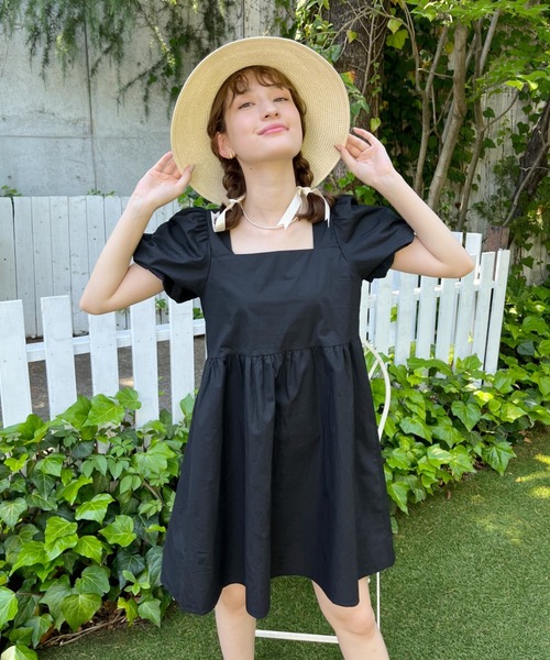 Loueme（ルエム）の「ハイウエストふんわりボリュームワンピ（ワンピース・レディース・ホワイト/ブラック・FREE）」の10枚目の写真