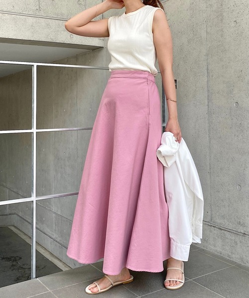 andme（アンドミー）の「コットンツイルマーメイドフレアロングスカート（スカート・レディース・ホワイト/ブラック/ピンク/イエロー/キナリ・M/L）」の6枚目の写真