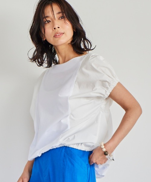 BARNYARDSTORM(バンヤードストーム)の「BARNYARDSTORM / 【WEB限定サイズL】ドッキングボリュームシャツ(Tシャツ/カットソー・レディース・ホワイト/ブラック・0/1/2)」の2枚目の写真