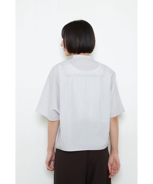 美品！Human Woman ヒューマンウーマン リバティ バンドカラー ラミーバンドカラーシャツブラウス | human woman（ヒューマン