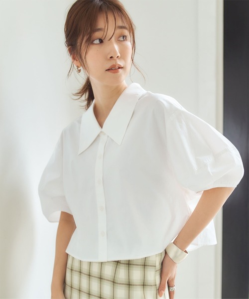 titivate（ティティベイト）の「ﾊﾟﾌｽﾘｰﾌﾞｼｮｰﾄｼｬﾂﾌﾞﾗｳｽ（シャツ/ブラウス・レディース・オフホワイト/イエロー/ネイビー・S/M）」の20枚目の写真