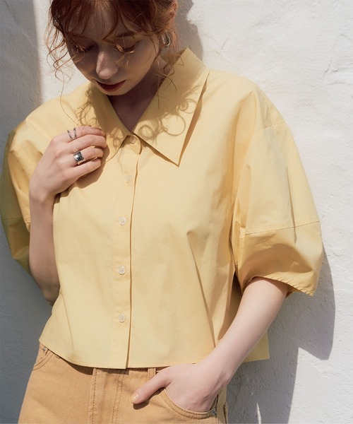 titivate（ティティベイト）の「ﾊﾟﾌｽﾘｰﾌﾞｼｮｰﾄｼｬﾂﾌﾞﾗｳｽ（シャツ/ブラウス・レディース・オフホワイト/イエロー/ネイビー・S/M）」の15枚目の写真