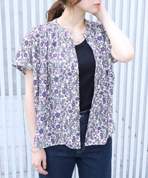 HONEYSUCKLE ROSE（ハニーサックルローズ）の「【HONEYSUCKLE ROSE】エスニック柄シャツ（シャツ/ブラウス・レディース・ダークグレー/パープル/ベージュ・L/M）」の3枚目の写真