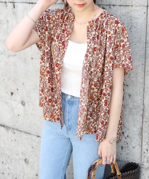 HONEYSUCKLE ROSE（ハニーサックルローズ）の「【HONEYSUCKLE ROSE】エスニック柄シャツ（シャツ/ブラウス・レディース・ダークグレー/パープル/ベージュ・L/M）」の5枚目の写真