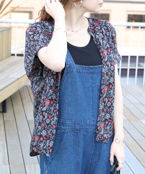 HONEYSUCKLE ROSE（ハニーサックルローズ）の「【HONEYSUCKLE ROSE】エスニック柄シャツ（シャツ/ブラウス・レディース・ダークグレー/パープル/ベージュ・L/M）」の7枚目の写真