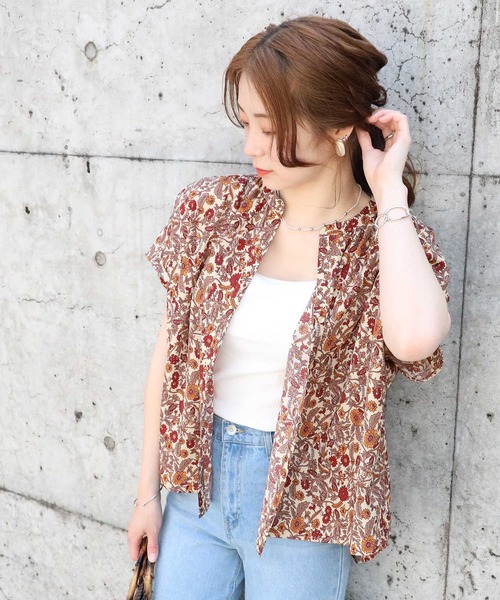 HONEYSUCKLE ROSE（ハニーサックルローズ）の「【HONEYSUCKLE ROSE】エスニック柄シャツ（シャツ/ブラウス・レディース・ダークグレー/パープル/ベージュ・L/M）」の8枚目の写真