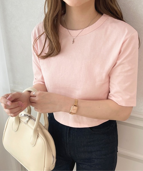 apres jour(アプレジュール)の「クロップドトップス【ZOZOTOWN限定アイテム】(Tシャツ/カットソー・レディース・ブラック/クリーム/アイボリー/オフホワイト/ライトピンク・X-LARGE/フリー)」の5枚目の写真
