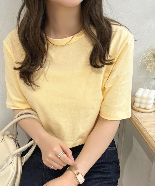 apres jour(アプレジュール)の「クロップドトップス【ZOZOTOWN限定アイテム】(Tシャツ/カットソー・レディース・ブラック/クリーム/アイボリー/オフホワイト/ライトピンク・X-LARGE/フリー)」の4枚目の写真