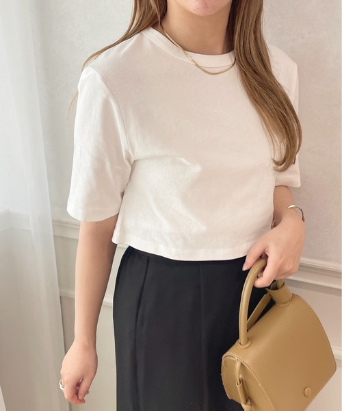 apres jour(アプレジュール)の「クロップドトップス【ZOZOTOWN限定アイテム】(Tシャツ/カットソー・レディース・ブラック/クリーム/アイボリー/オフホワイト/ライトピンク・X-LARGE/フリー)」の7枚目の写真