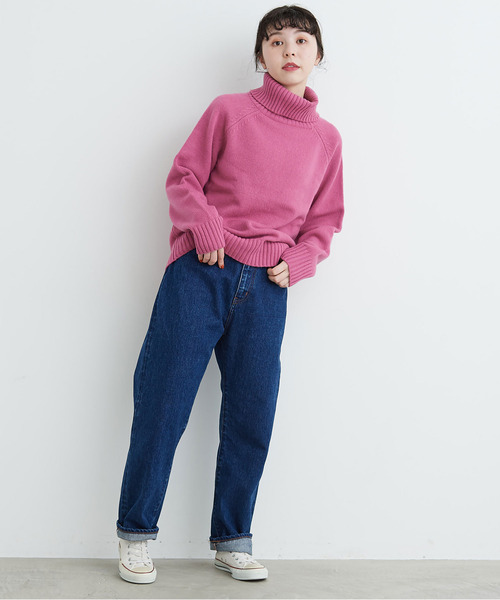 My Fav. CHILD WOMAN（マイファブチャイルドウーマン）の「14ozセルビッチデニム ゆるスリムストーンバイオ加工（デニムパンツ・レディース・ブルー・38/36）」の2枚目の写真