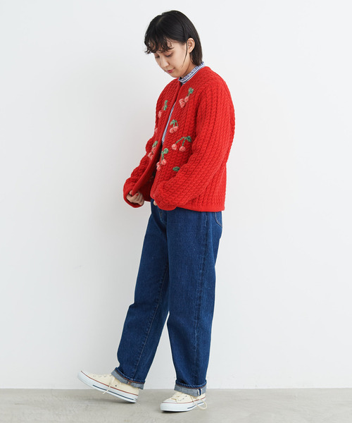 My Fav. CHILD WOMAN（マイファブチャイルドウーマン）の「14ozセルビッチデニム ゆるスリムストーンバイオ加工（デニムパンツ・レディース・ブルー・38/36）」の14枚目の写真