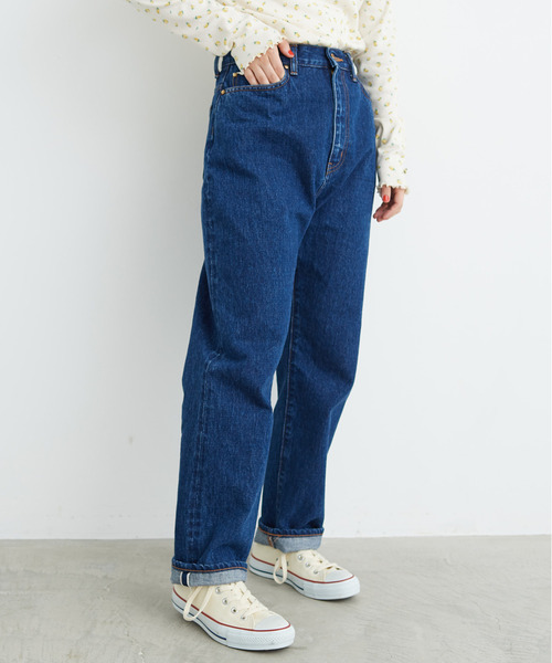 My Fav. CHILD WOMAN（マイファブチャイルドウーマン）の「14ozセルビッチデニム ゆるスリムストーンバイオ加工（デニムパンツ・レディース・ブルー・38/36）」の21枚目の写真