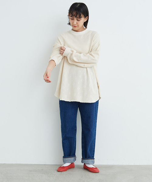 My Fav. CHILD WOMAN（マイファブチャイルドウーマン）の「14ozセルビッチデニム ゆるスリムストーンバイオ加工（デニムパンツ・レディース・ブルー・38/36）」の22枚目の写真