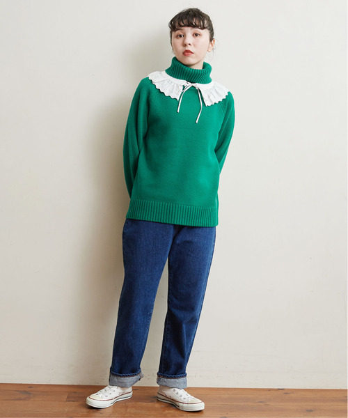 My Fav. CHILD WOMAN（マイファブチャイルドウーマン）の「14ozセルビッチデニム ゆるスリムストーンバイオ加工（デニムパンツ・レディース・ブルー・38/36）」の3枚目の写真