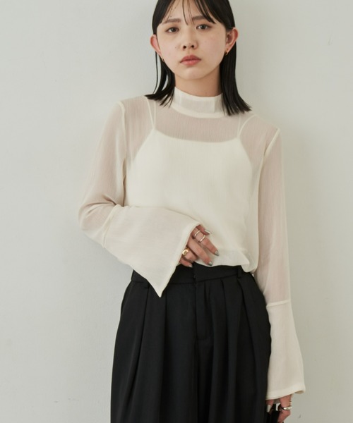 Aunt Marie's（アントマリーズ）の「シアーハイネックトップス / ブラウス（シャツ/ブラウス・レディース・チャコールグレー/ブルー/アイボリー・FREE）」の14枚目の写真