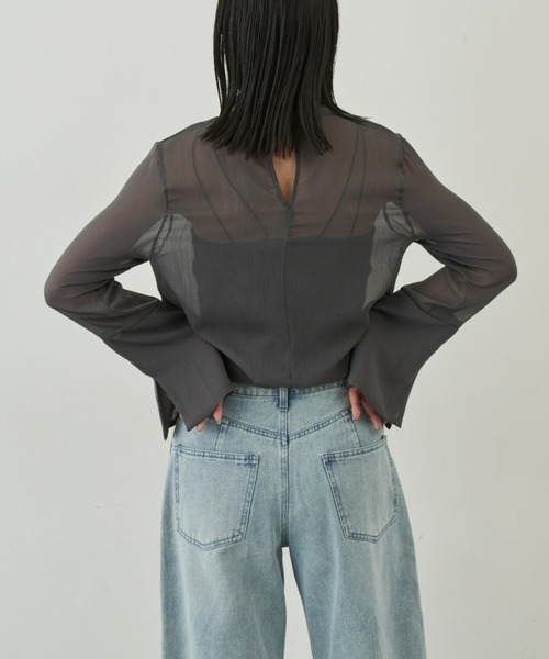 Aunt Marie's（アントマリーズ）の「シアーハイネックトップス / ブラウス（シャツ/ブラウス・レディース・チャコールグレー/ブルー/アイボリー・FREE）」の6枚目の写真