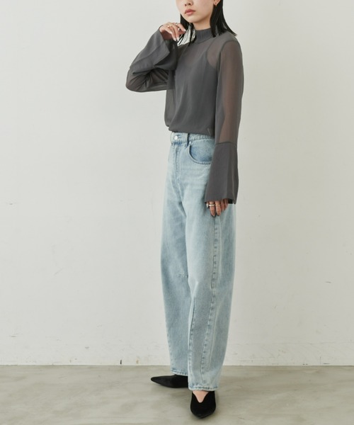 Aunt Marie's（アントマリーズ）の「シアーハイネックトップス / ブラウス（シャツ/ブラウス・レディース・チャコールグレー/ブルー/アイボリー・FREE）」の12枚目の写真