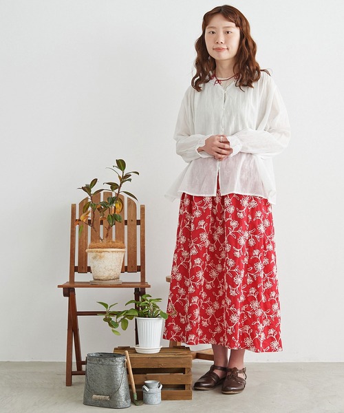 chambre de charme（シャンブルドゥシャーム）の「●cdc キュプラコットンリネン ゆるりブラウス（シャツ/ブラウス・レディース・ホワイト/レッド・FREE）」の3枚目の写真