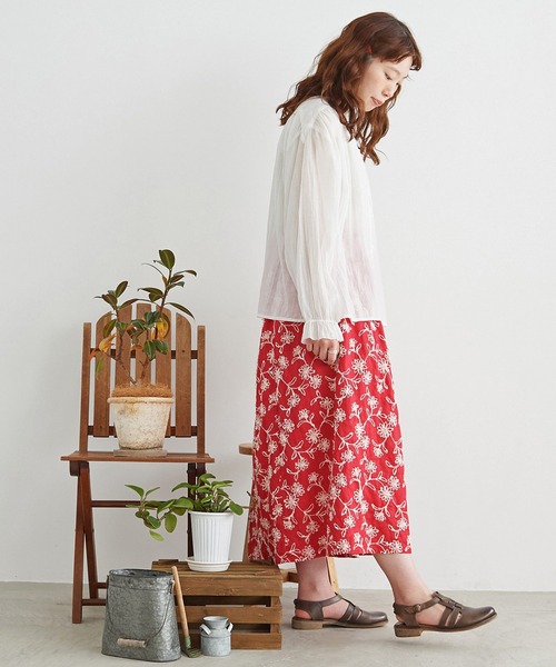 chambre de charme（シャンブルドゥシャーム）の「●cdc キュプラコットンリネン ゆるりブラウス（シャツ/ブラウス・レディース・ホワイト/レッド・FREE）」の8枚目の写真