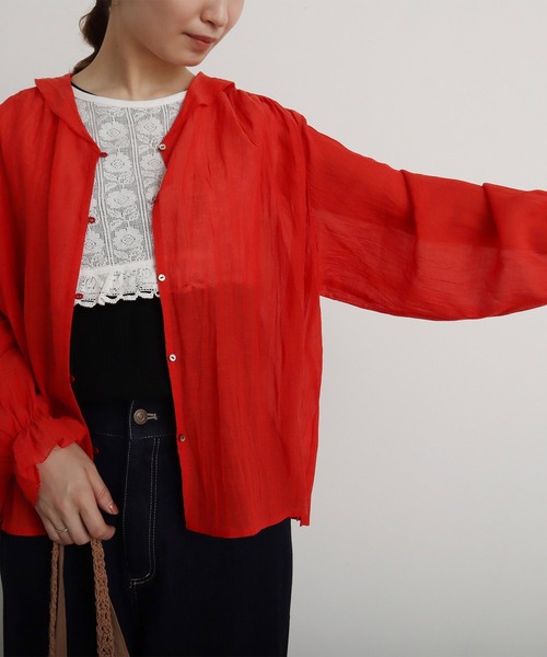 chambre de charme（シャンブルドゥシャーム）の「●cdc キュプラコットンリネン ゆるりブラウス（シャツ/ブラウス・レディース・ホワイト/レッド・FREE）」の14枚目の写真