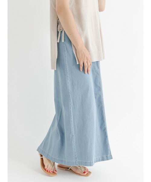Lugnoncure（ルノンキュール）の「ストレッチデニムスカート（デニムスカート・レディース・ネイビー/ブルー/キナリ・MEDIUM/LARGE）」の3枚目の写真