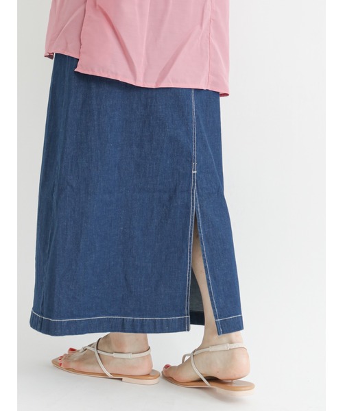 Lugnoncure（ルノンキュール）の「ストレッチデニムスカート（デニムスカート・レディース・ネイビー/ブルー/キナリ・MEDIUM/LARGE）」の16枚目の写真