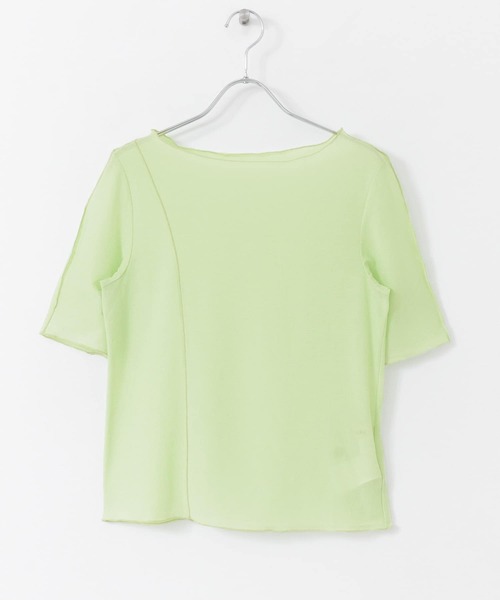 HEYUMM(ヘユム)の「シアーカラフルメロートップ(Tシャツ/カットソー・レディース・ブラック/ブルー/グリーン・ONE)」の1枚目の写真