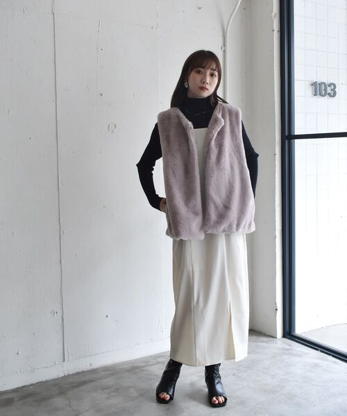 RETRO GIRL（レトロガール）の「フェイクファーベスト（ベスト・レディース・パープル/ブラウン/オフホワイト/ピンク・FREE）」の18枚目の写真