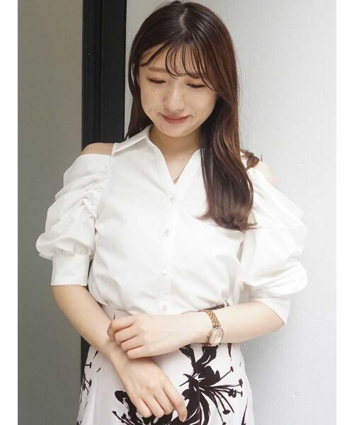 MERCURYDUO（マーキュリーデュオ）の「オープンショルダーシャツ（シャツ/ブラウス・レディース・ブラック/ミント/オフホワイト・FREE）」の19枚目の写真