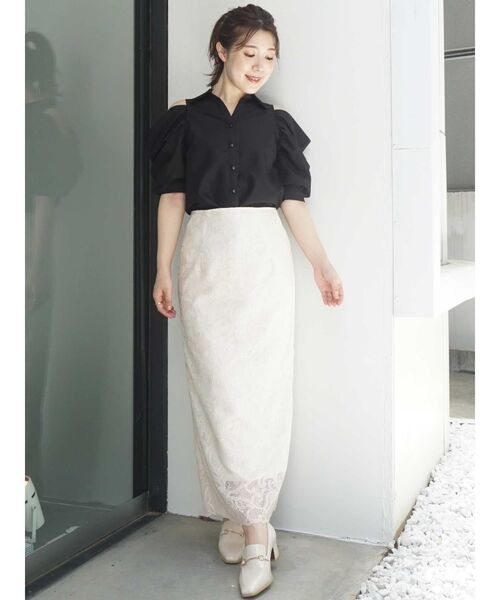 MERCURYDUO（マーキュリーデュオ）の「オープンショルダーシャツ（シャツ/ブラウス・レディース・ブラック/ミント/オフホワイト・FREE）」の18枚目の写真