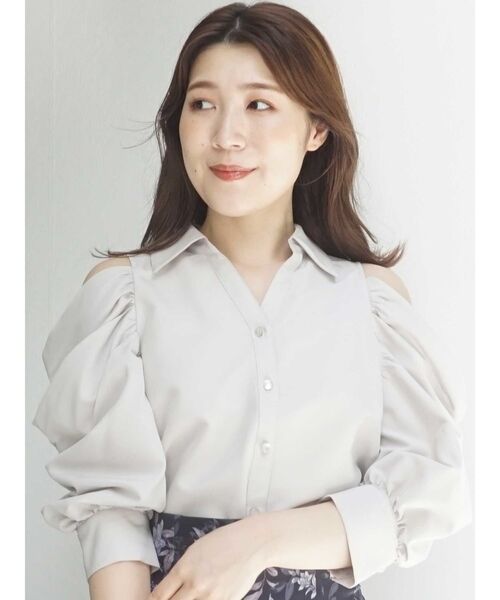 MERCURYDUO（マーキュリーデュオ）の「オープンショルダーシャツ（シャツ/ブラウス・レディース・ブラック/ミント/オフホワイト・FREE）」の16枚目の写真