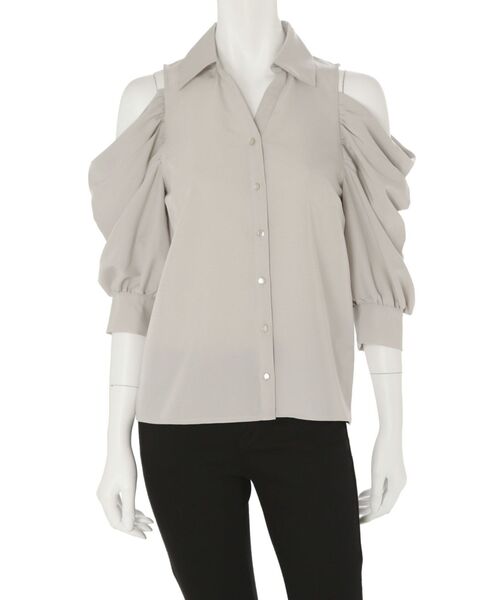 MERCURYDUO（マーキュリーデュオ）の「オープンショルダーシャツ（シャツ/ブラウス・レディース・ブラック/ミント/オフホワイト・FREE）」の15枚目の写真