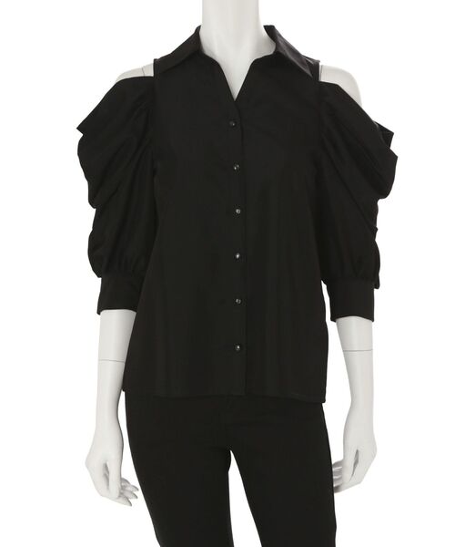 MERCURYDUO（マーキュリーデュオ）の「オープンショルダーシャツ（シャツ/ブラウス・レディース・ブラック/ミント/オフホワイト・FREE）」の7枚目の写真