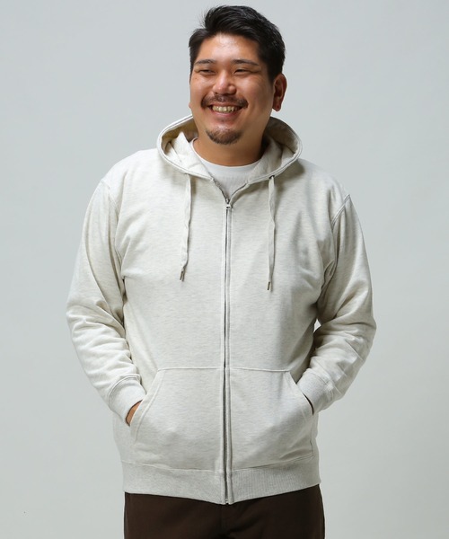 B&T CLUB(ビーティークラブ)の「フルジップ スウェット パーカー(パーカー・メンズ・ベージュ/グリーン系カモフラージュ/ブラック/ワイン/サックスブルー/アイボリー/グレー/グレー系カモフラージュ・X1(3L~4L)/X2(4L~5L)/X3(6L~7L)/X4(8L~9L)/X5(9L~10L))」の2枚目の写真